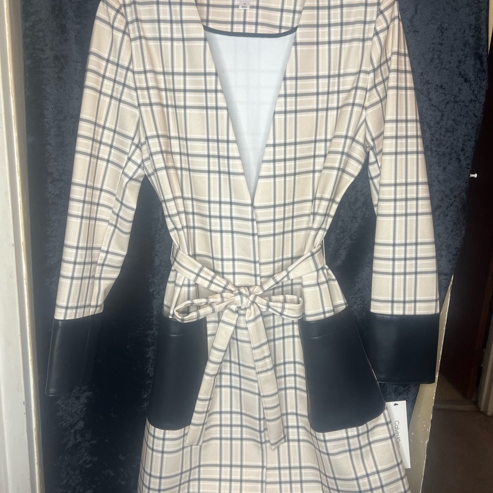 Calvin Klein Crème and Black Plaid Jacket